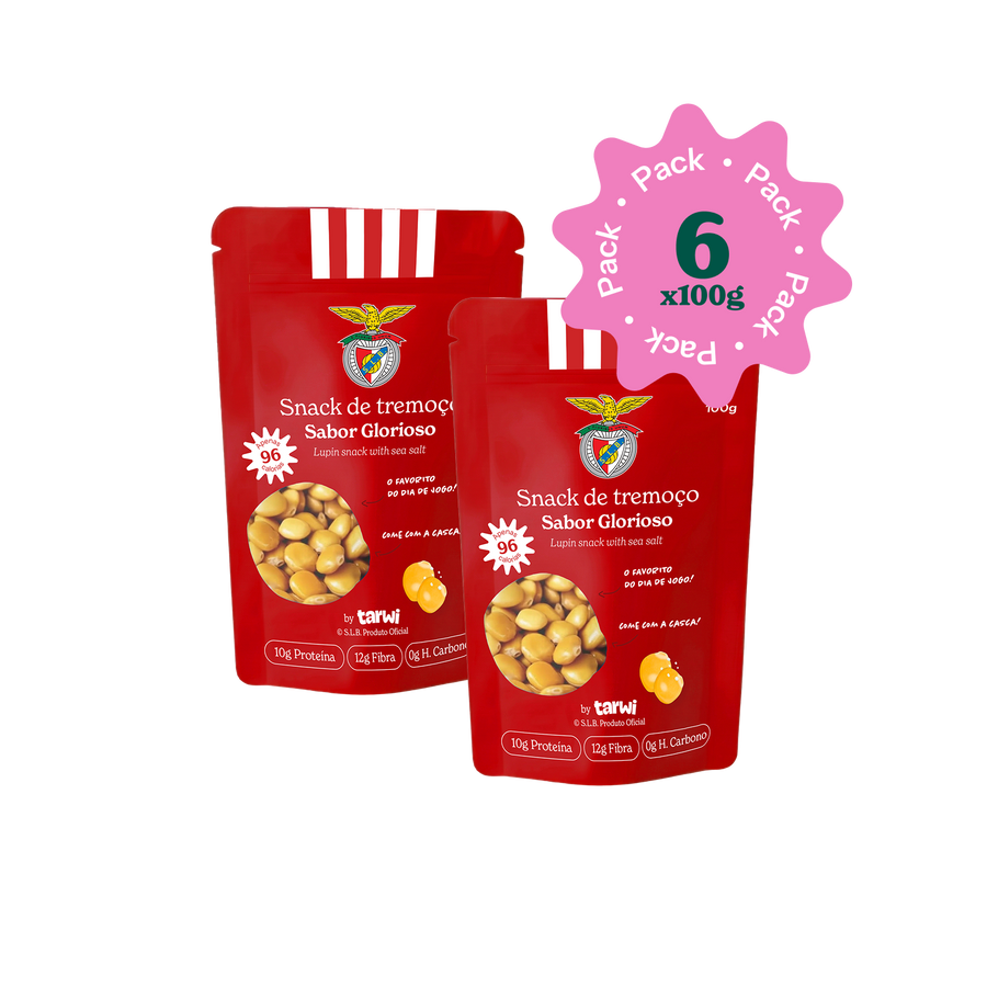 Snack de tremoço Tarwi edição limitada Benfica pack com 6 embalagens de 100 g